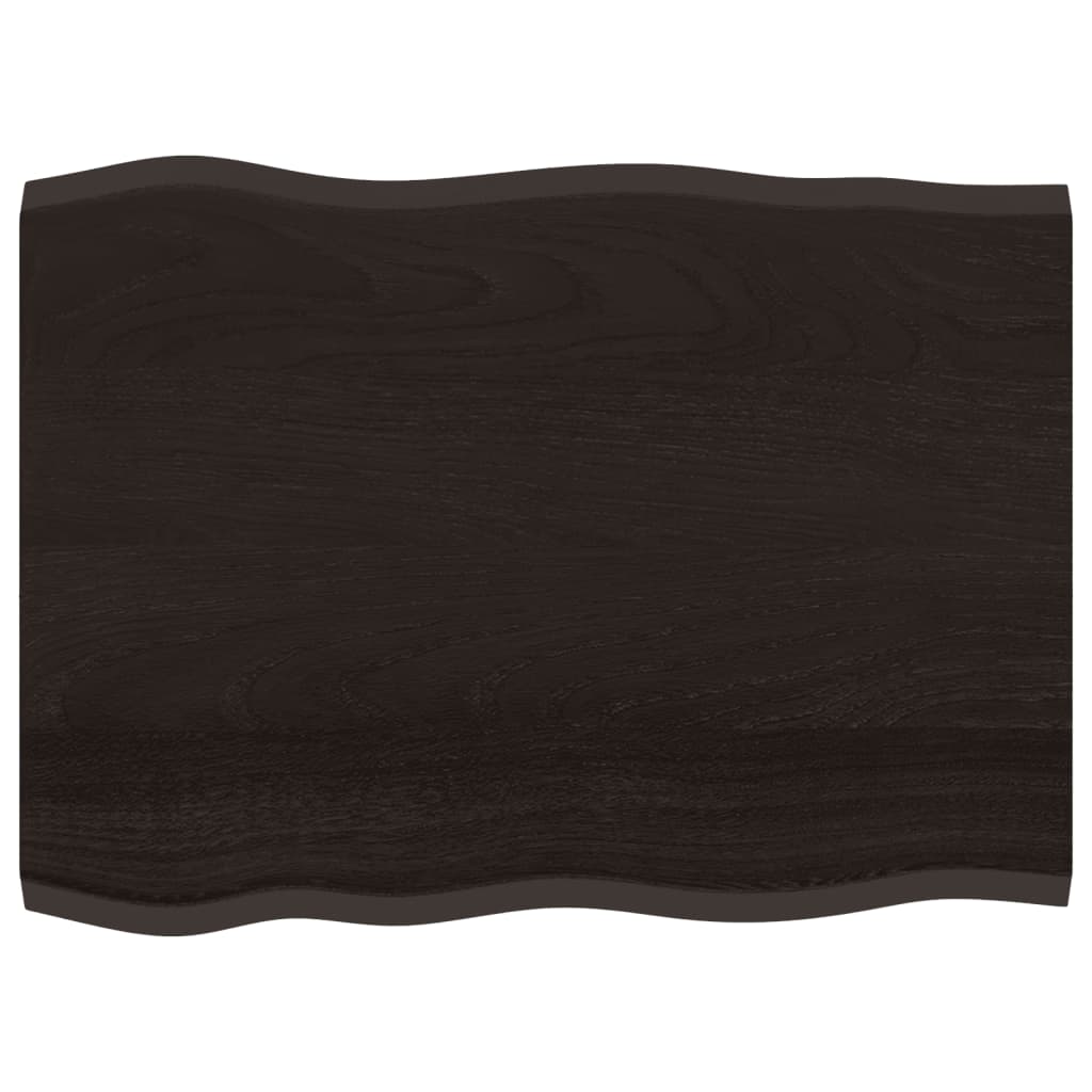 Blat masă, 80x60x2 cm, maro, lemn stejar tratat contur organic