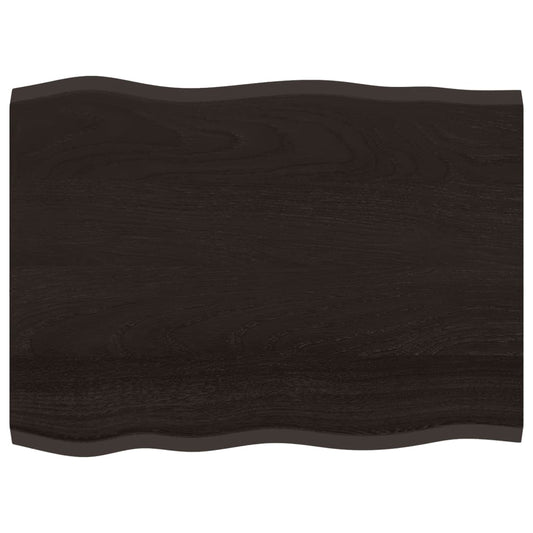 Blat masă, 80x60x2 cm, maro, lemn stejar tratat contur organic