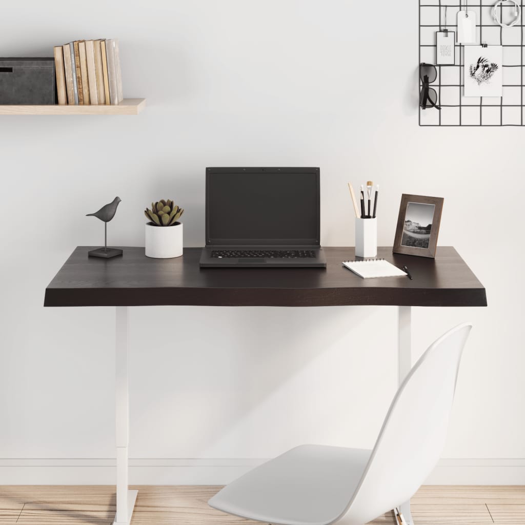 Table top, 100x40x4 cm, gray, organic contour treated oak wood