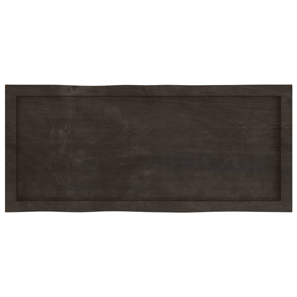 Blat masă, 100x40x6 cm, gri, lemn stejar tratat contur organic