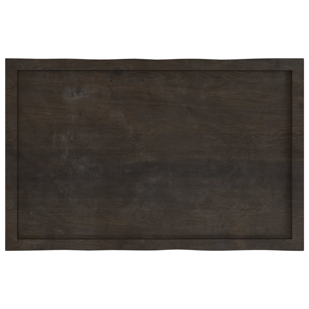 Blat masă, 100x60x4 cm, gri, lemn stejar tratat contur organic