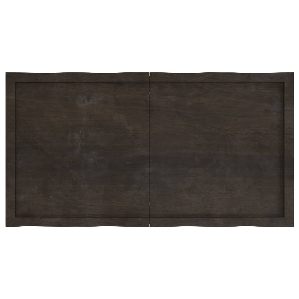 Blat masă, 120x60x4 cm, gri, lemn stejar tratat contur organic