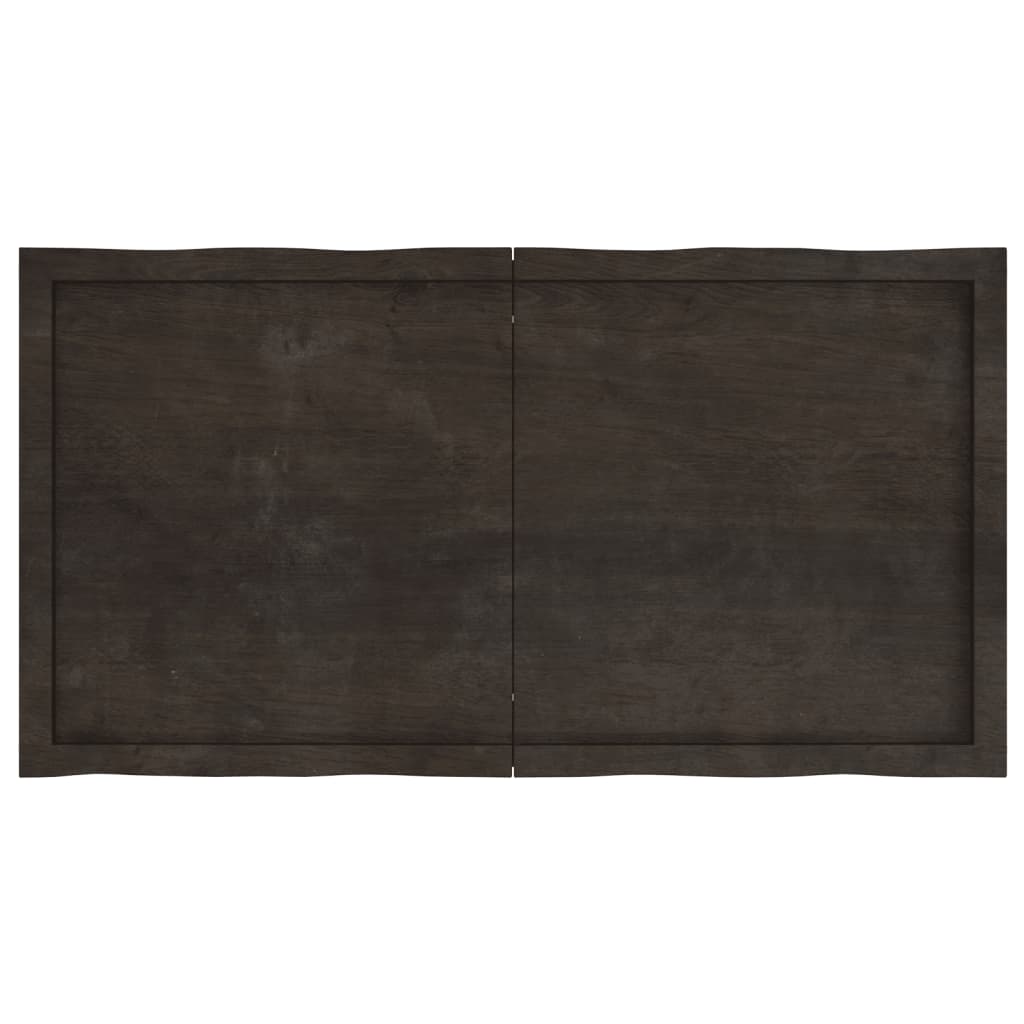 Blat masă, 120x60x6 cm, gri, lemn stejar tratat contur organic