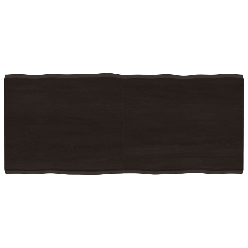 Blat masă, 140x60x(2-4) cm, maro, lemn tratat contur organic