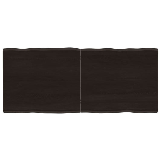 Blat masă, 140x60x(2-4) cm, maro, lemn tratat contur organic