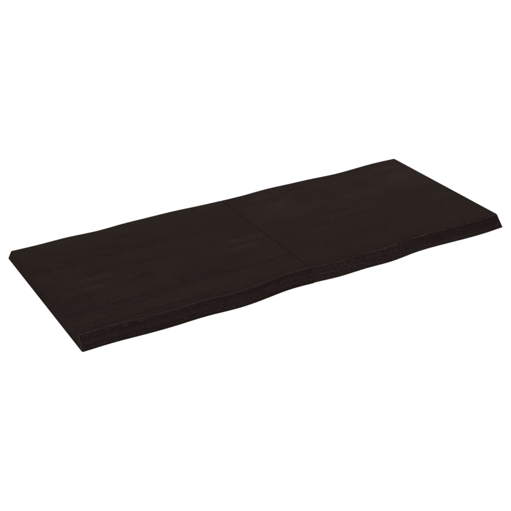 Blat masă, 140x60x(2-4) cm, maro, lemn tratat contur organic