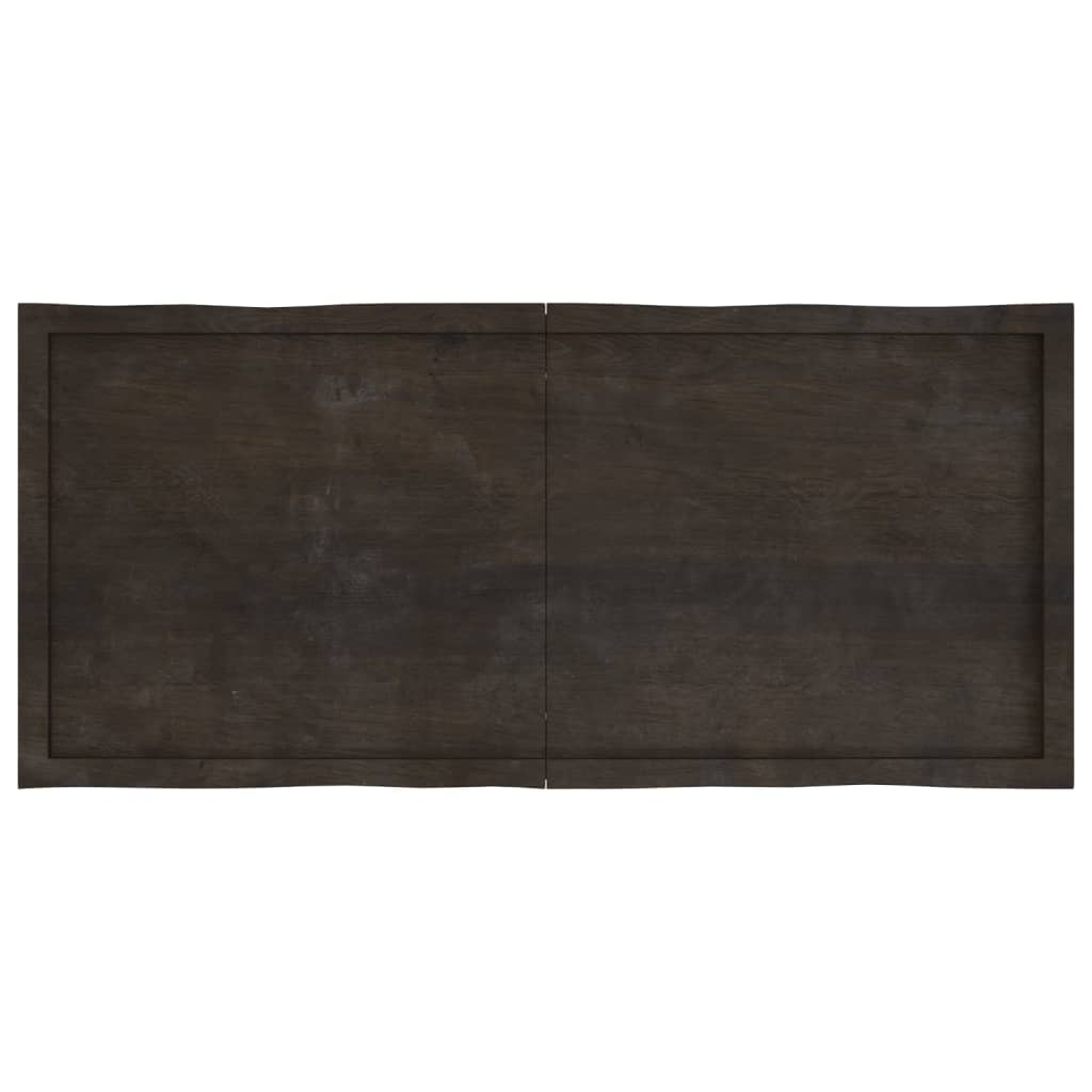 Blat masă, 140x60x(2-4) cm, maro, lemn tratat contur organic