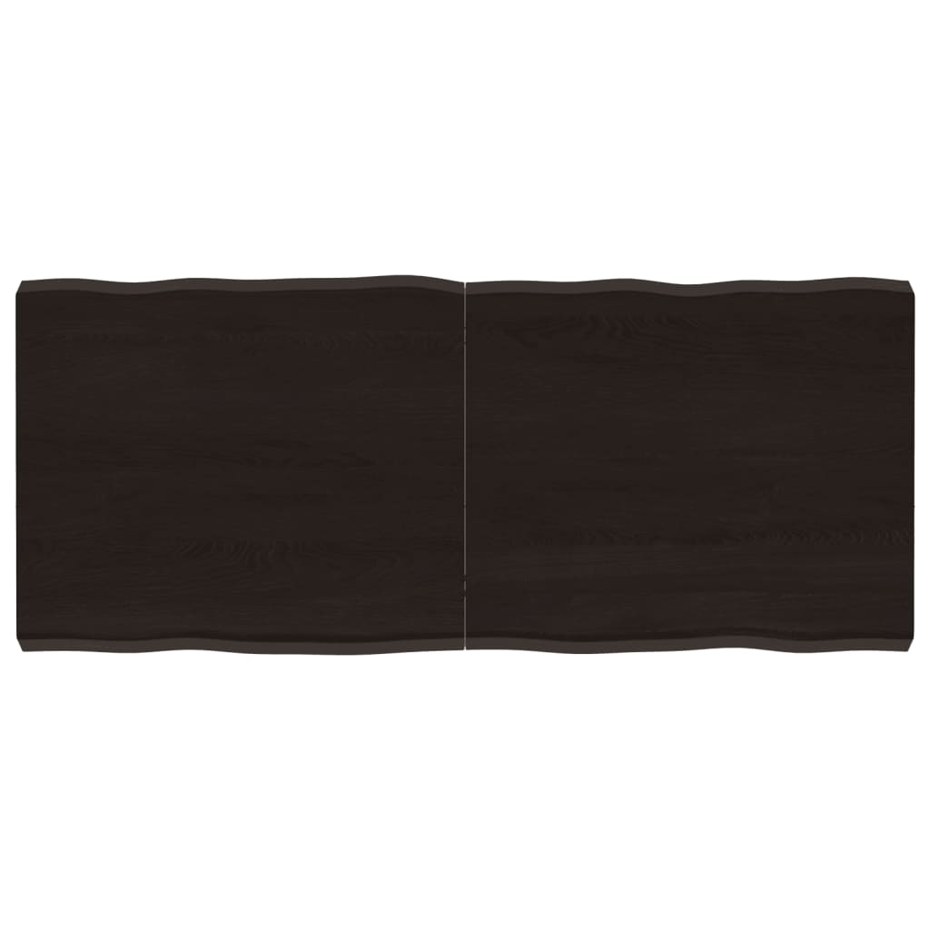 Blat masă, 140x60x6 cm, gri, lemn stejar tratat contur organic