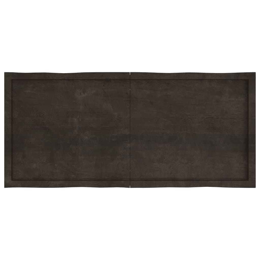 Blat masă, 140x60x6 cm, gri, lemn stejar tratat contur organic