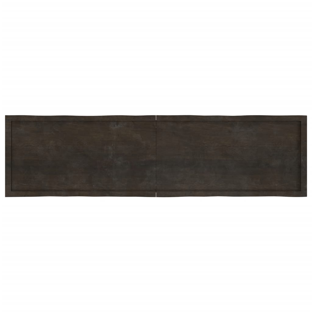 Blat masă, 200x50x4 cm, gri, lemn stejar tratat contur organic
