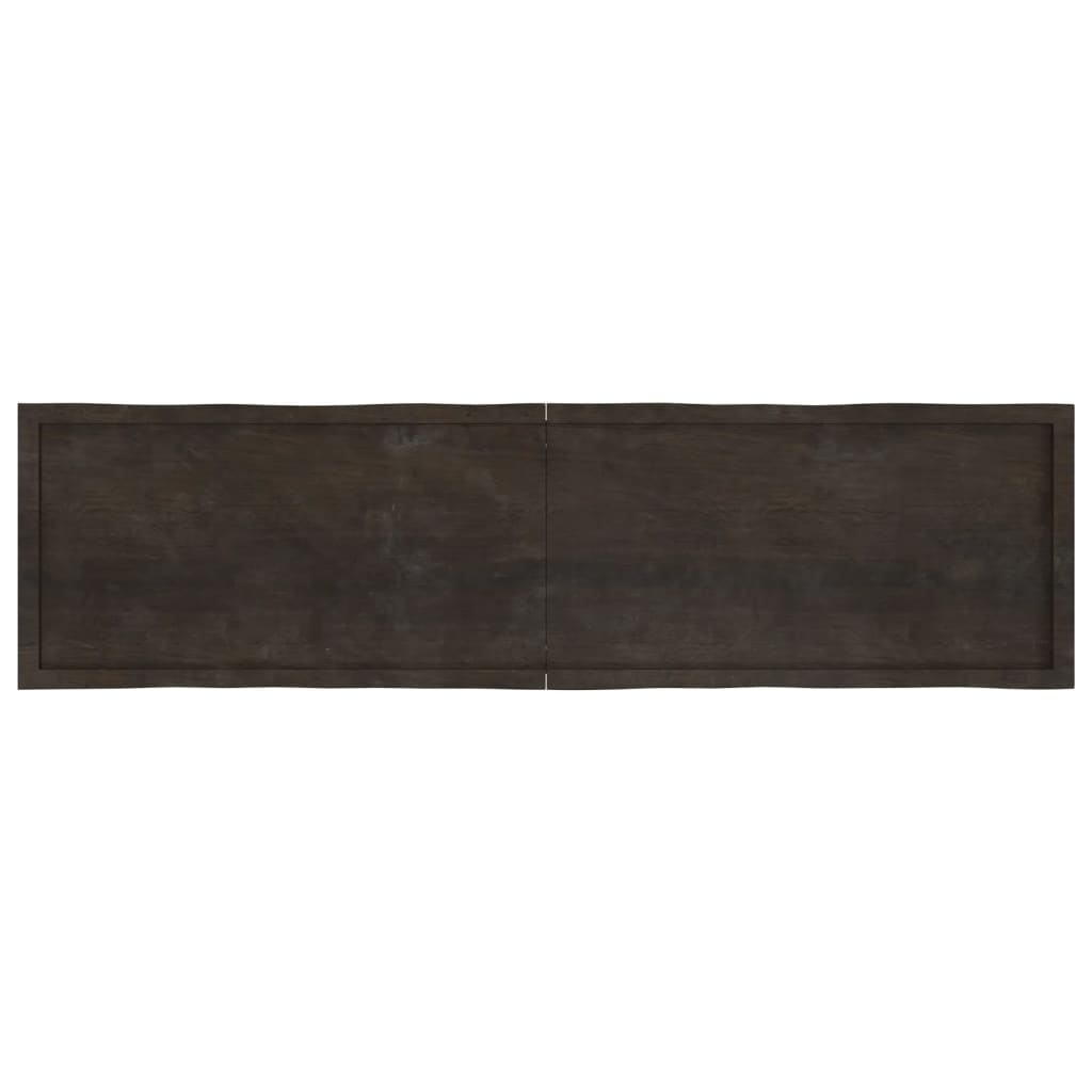 Blat masă, 200x50x6 cm, gri, lemn stejar tratat contur organic