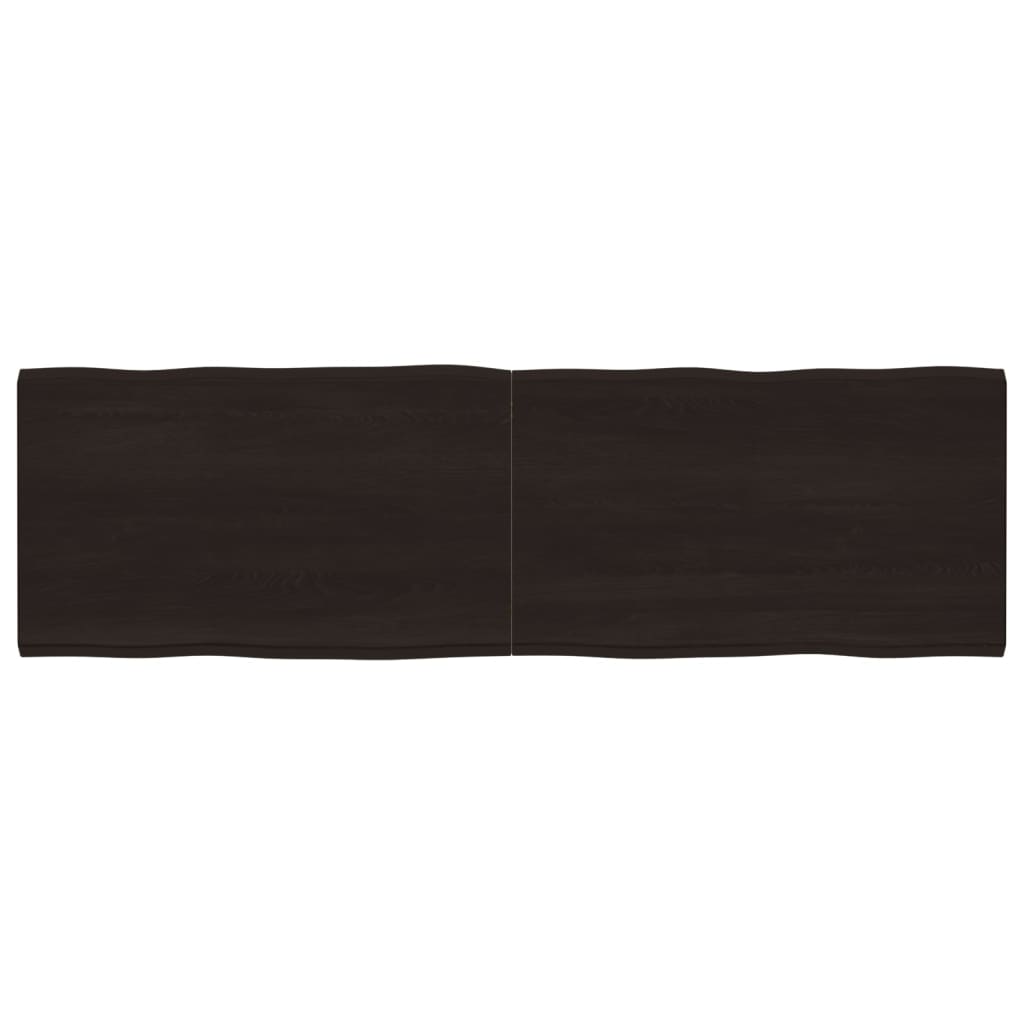 Blat masă, 200x60x6 cm, gri, lemn stejar tratat contur organic
