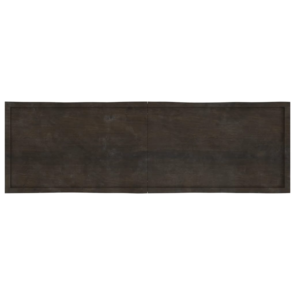 Blat masă, 200x60x6 cm, gri, lemn stejar tratat contur organic