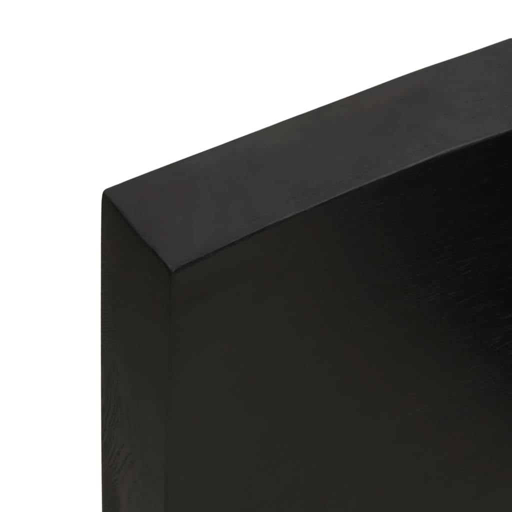 Blat masă, 200x60x6 cm, gri, lemn stejar tratat contur organic