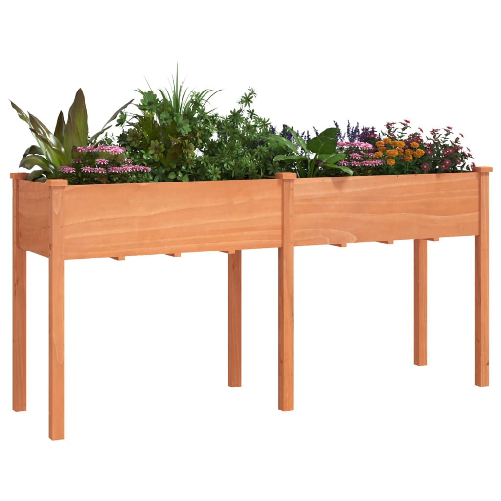 Jardinieră cu căptușeală, maro, 161x45x76 cm, lemn masiv brad