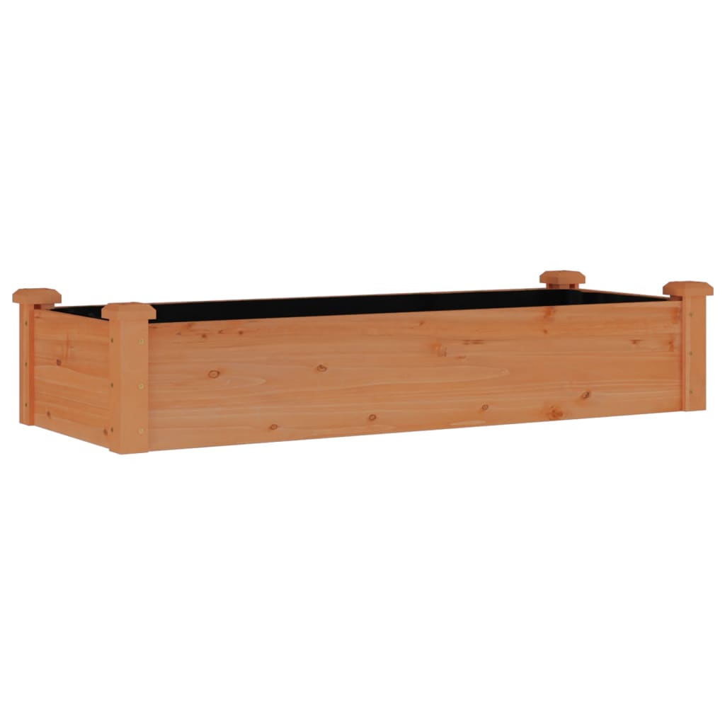 Strat grădină înălțat cu căptușeală maro 120x45x25 cm lemn brad