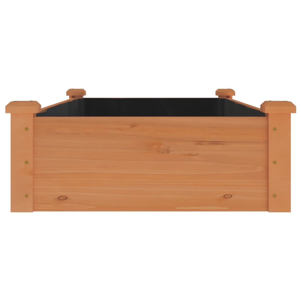 Strat grădină înălțat cu căptușeală maro 120x60x25 cm lemn brad