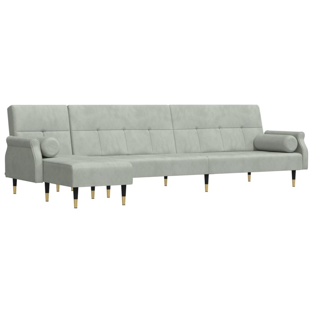 Canapea extensibilă în formă de L gri 271x140x70 cm catifea