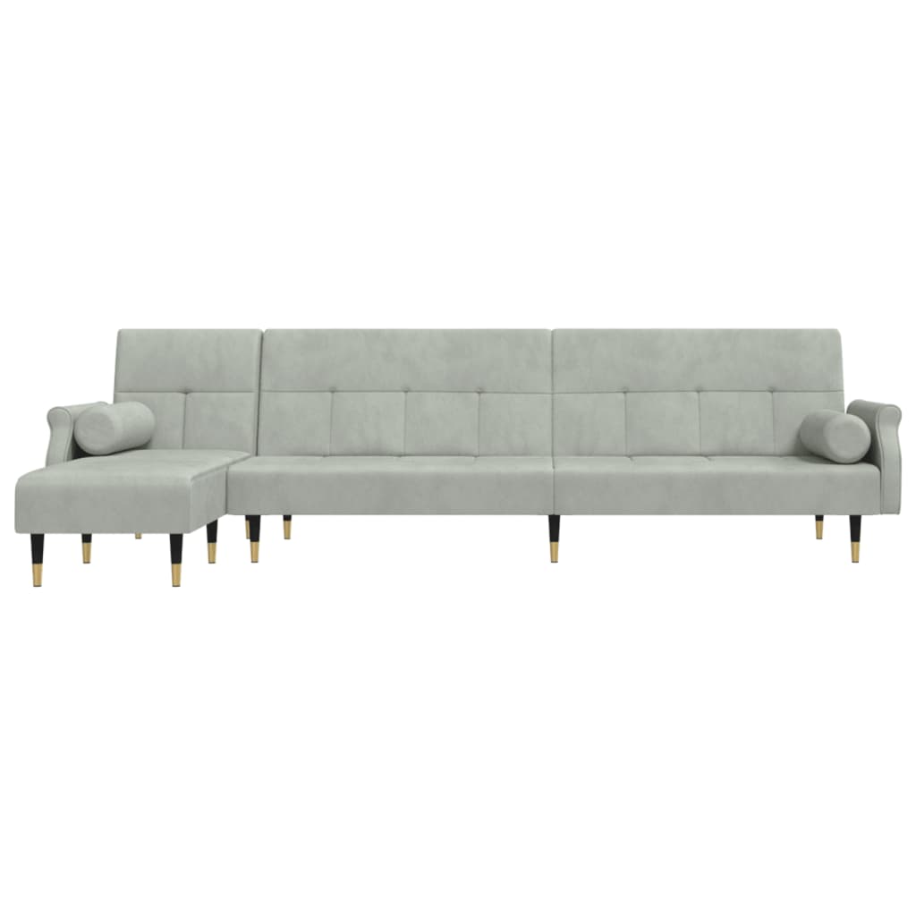 Canapea extensibilă în formă de L gri 271x140x70 cm catifea