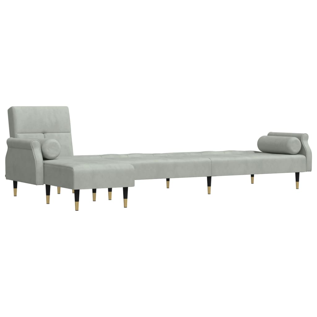 Canapea extensibilă în formă de L gri 271x140x70 cm catifea