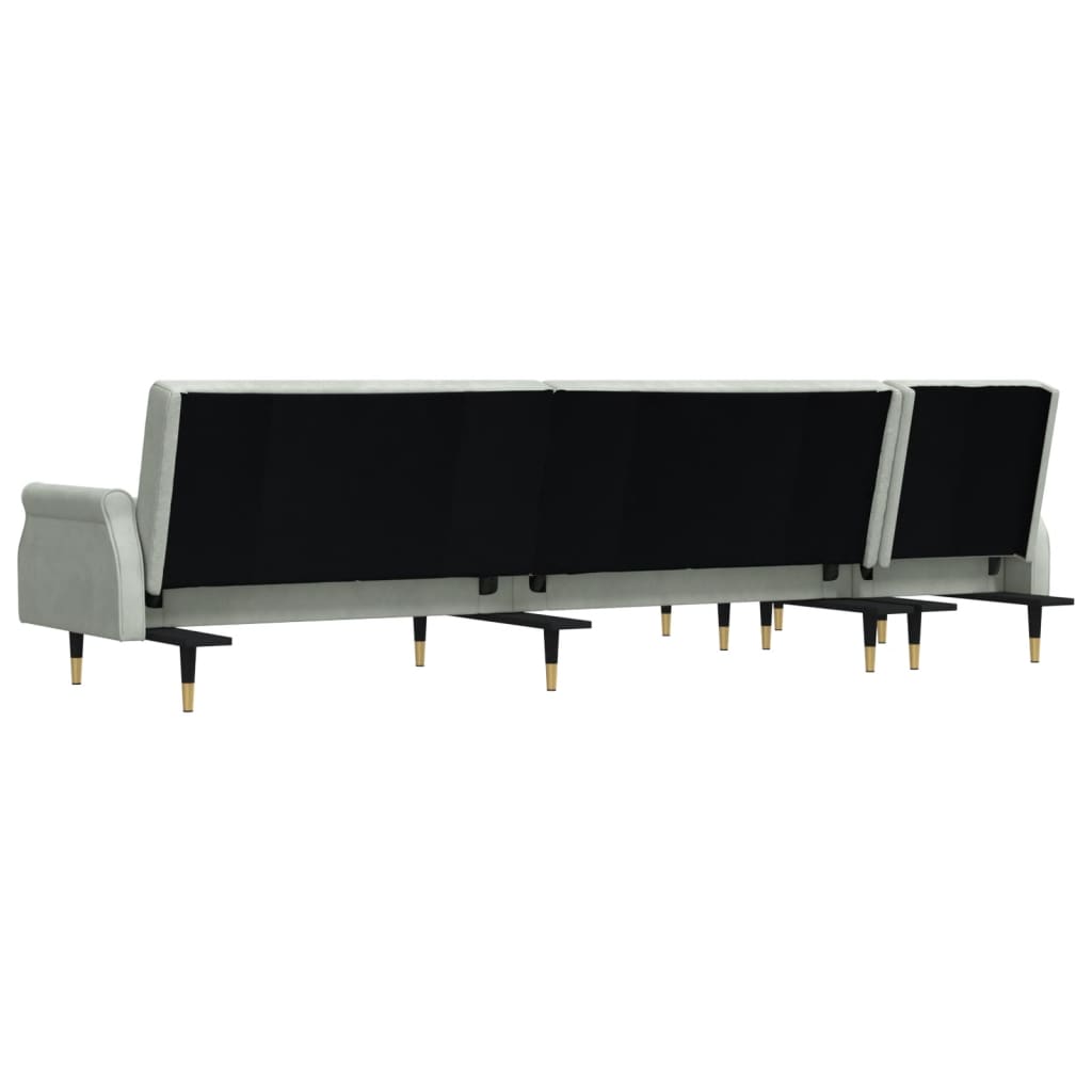 Canapea extensibilă în formă de L gri 271x140x70 cm catifea