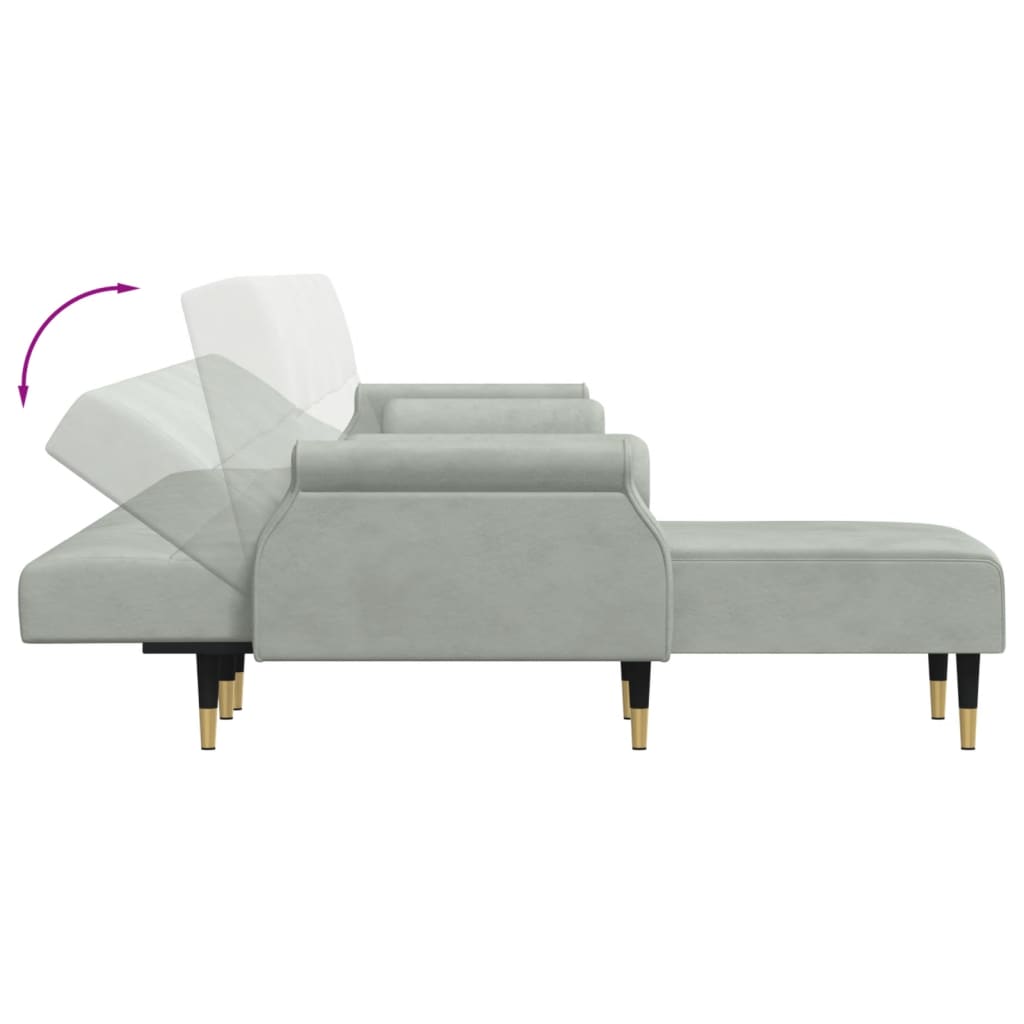 Canapea extensibilă în formă de L gri 271x140x70 cm catifea