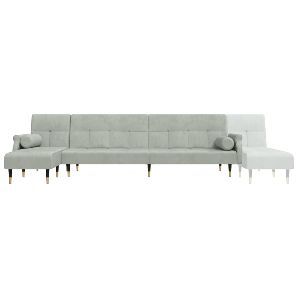 Canapea extensibilă în formă de L gri 271x140x70 cm catifea