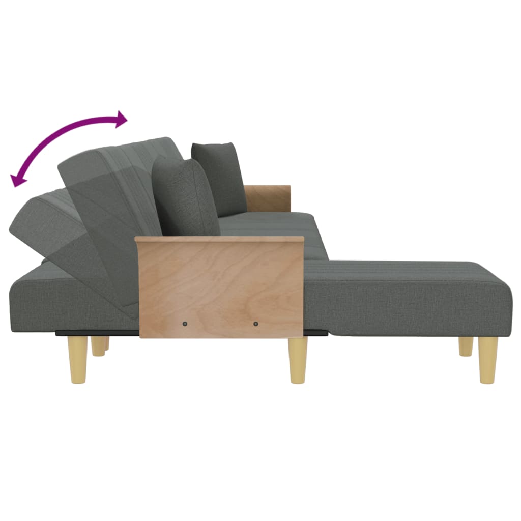 Canapea extensibilă în formă de L gri 279x140x70 cm textil