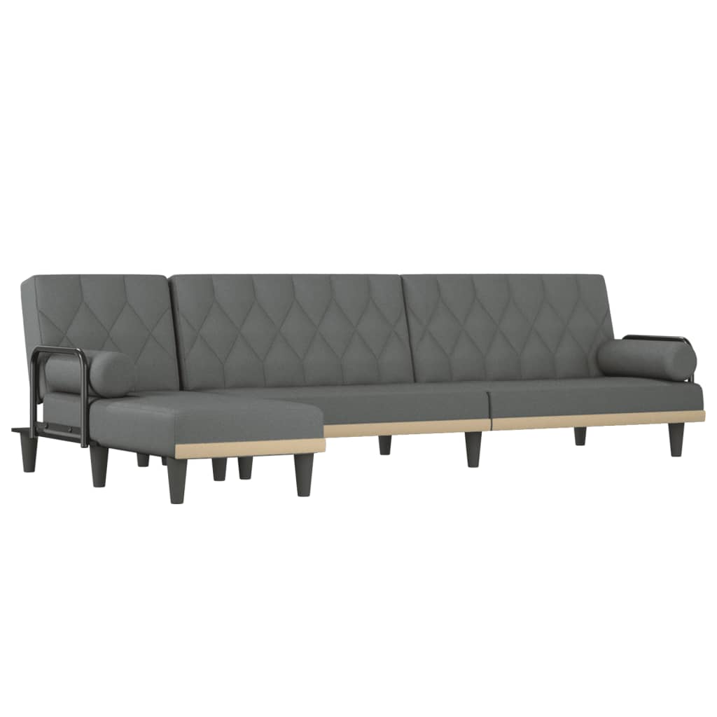 Canapea extensibilă în formă de L gri închis 260x140x70 cm