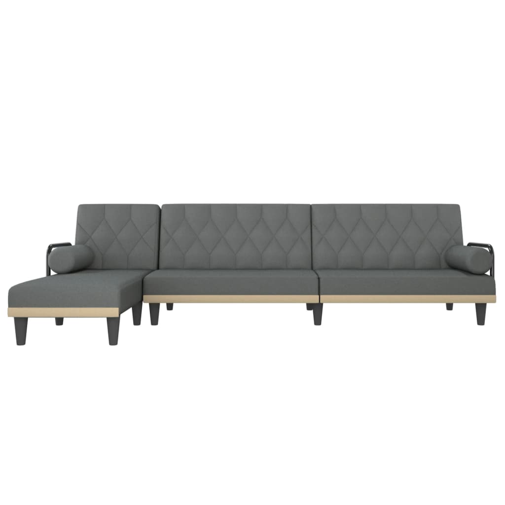Canapea extensibilă în formă de L gri închis 260x140x70 cm