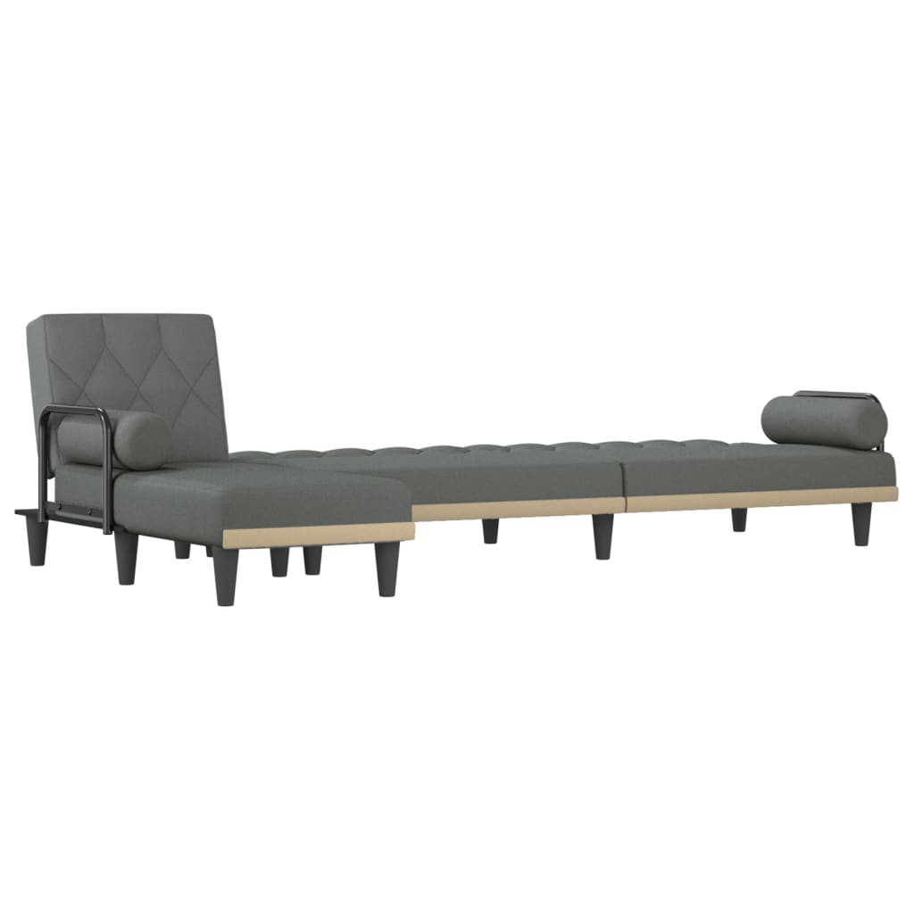 Canapea extensibilă în formă de L gri închis 260x140x70 cm