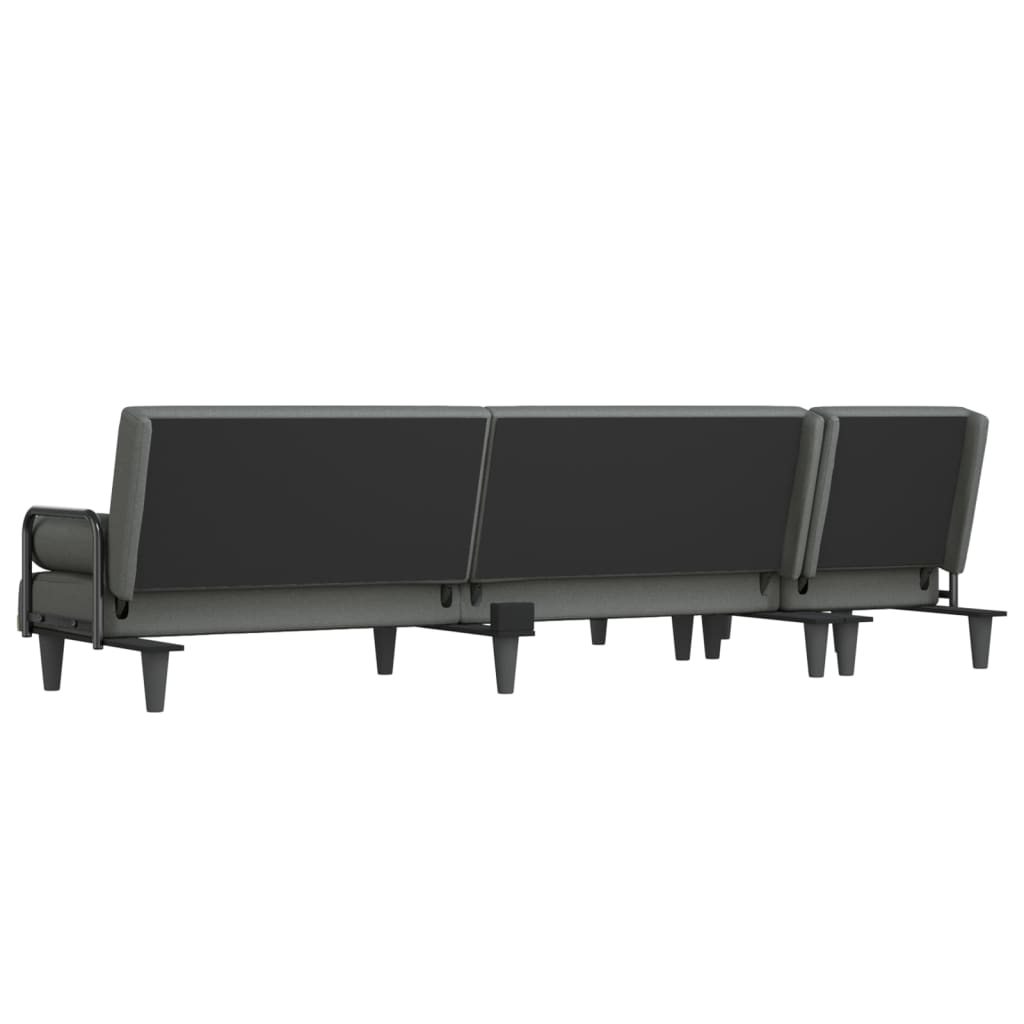 Canapea extensibilă în formă de L gri închis 260x140x70 cm