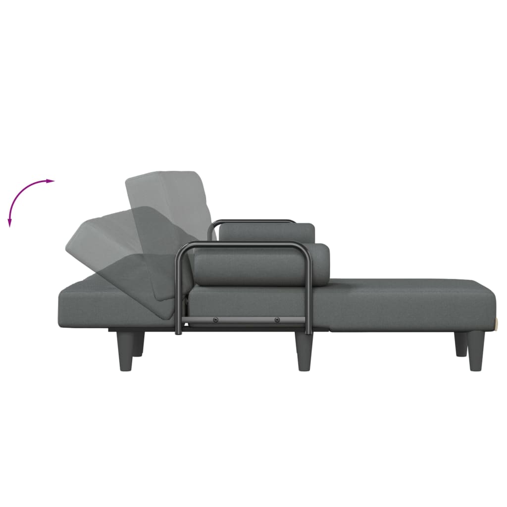 Canapea extensibilă în formă de L gri închis 260x140x70 cm
