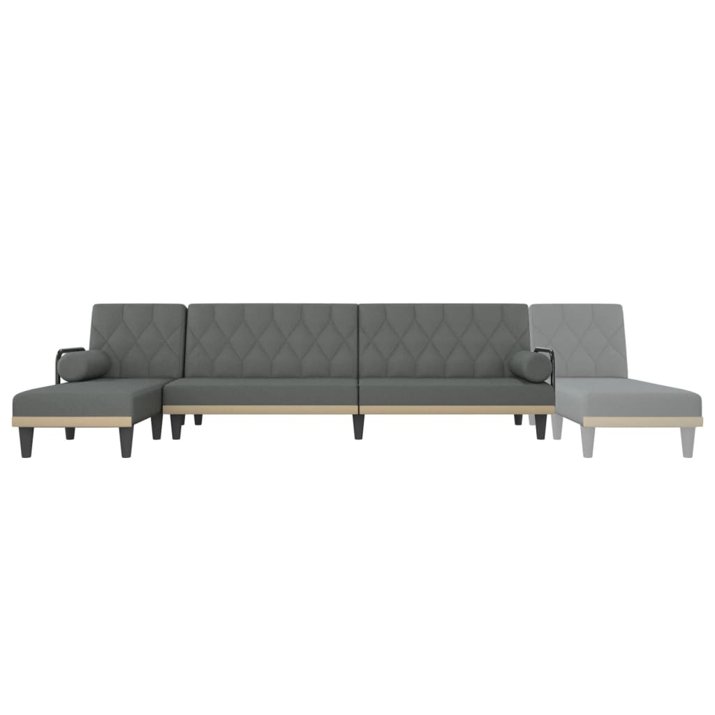 Canapea extensibilă în formă de L gri închis 260x140x70 cm