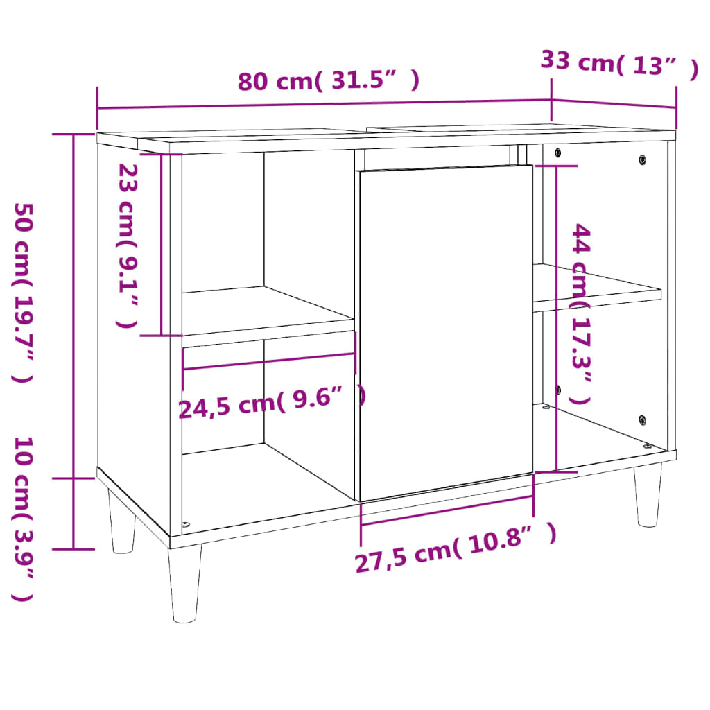 Set mobilier de baie, 3 piese, negru, lemn compozit