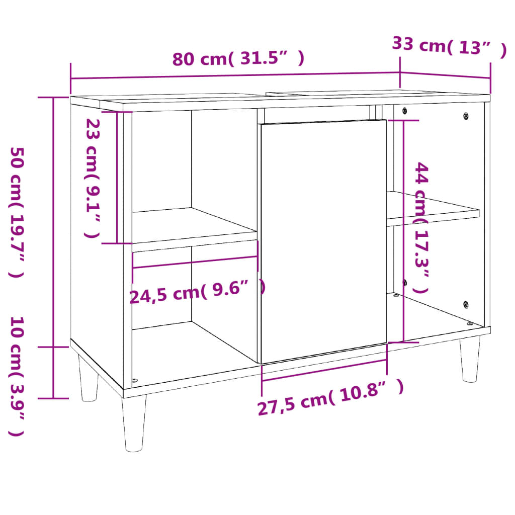 Set mobilier de baie, 3 piese, gri beton, lemn compozit