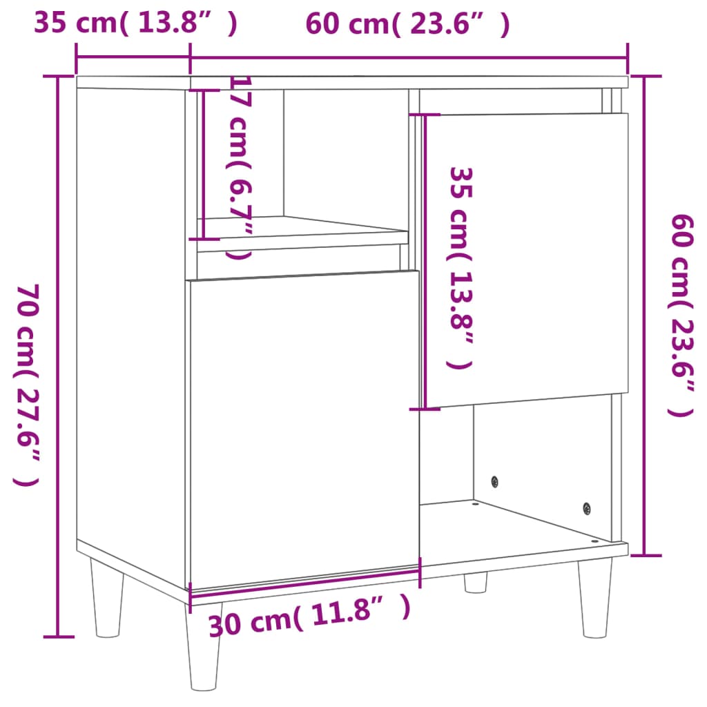 Dulapuri, 3 buc, stejar afumat, 60x35x70 cm, lemn prelucrat
