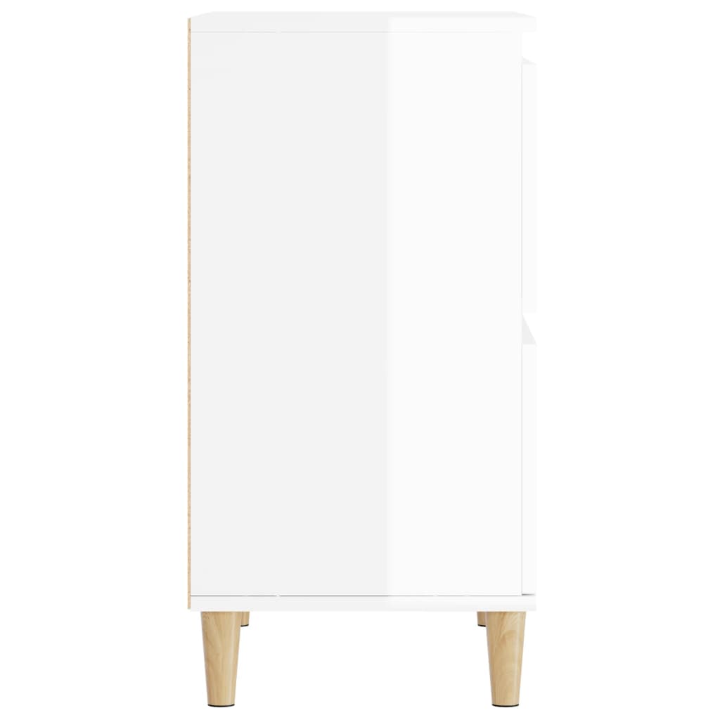Dulapuri, 3 buc, alb extralucios, 60x35x70 cm, lemn prelucrat