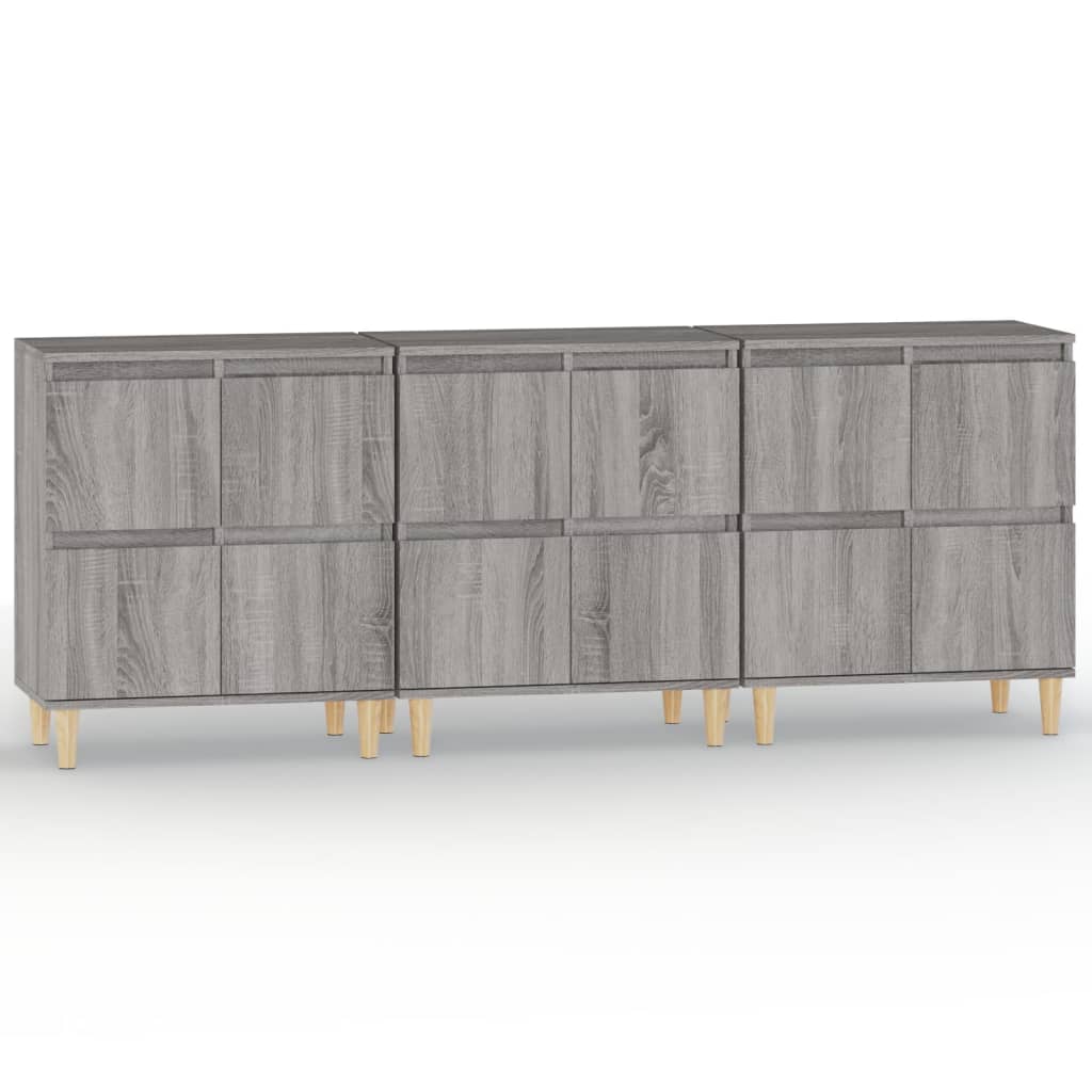 Dulapuri, 3 buc, sonoma gri, 60x35x70 cm, lemn prelucrat