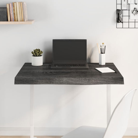 Blat de masă maro 80x60x(2-6) cm, lemn masiv stejar tratat