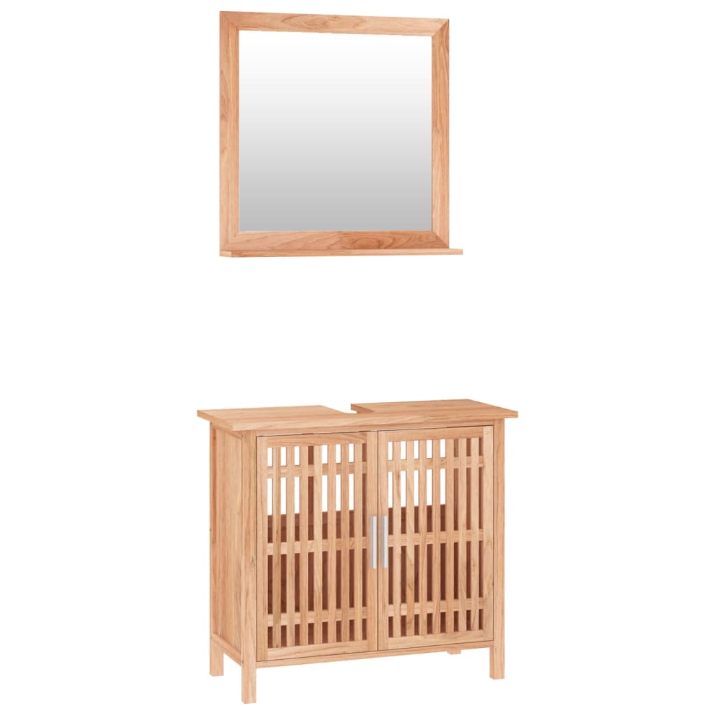 Set mobilier de baie, 2 piese, lemn masiv de nuc