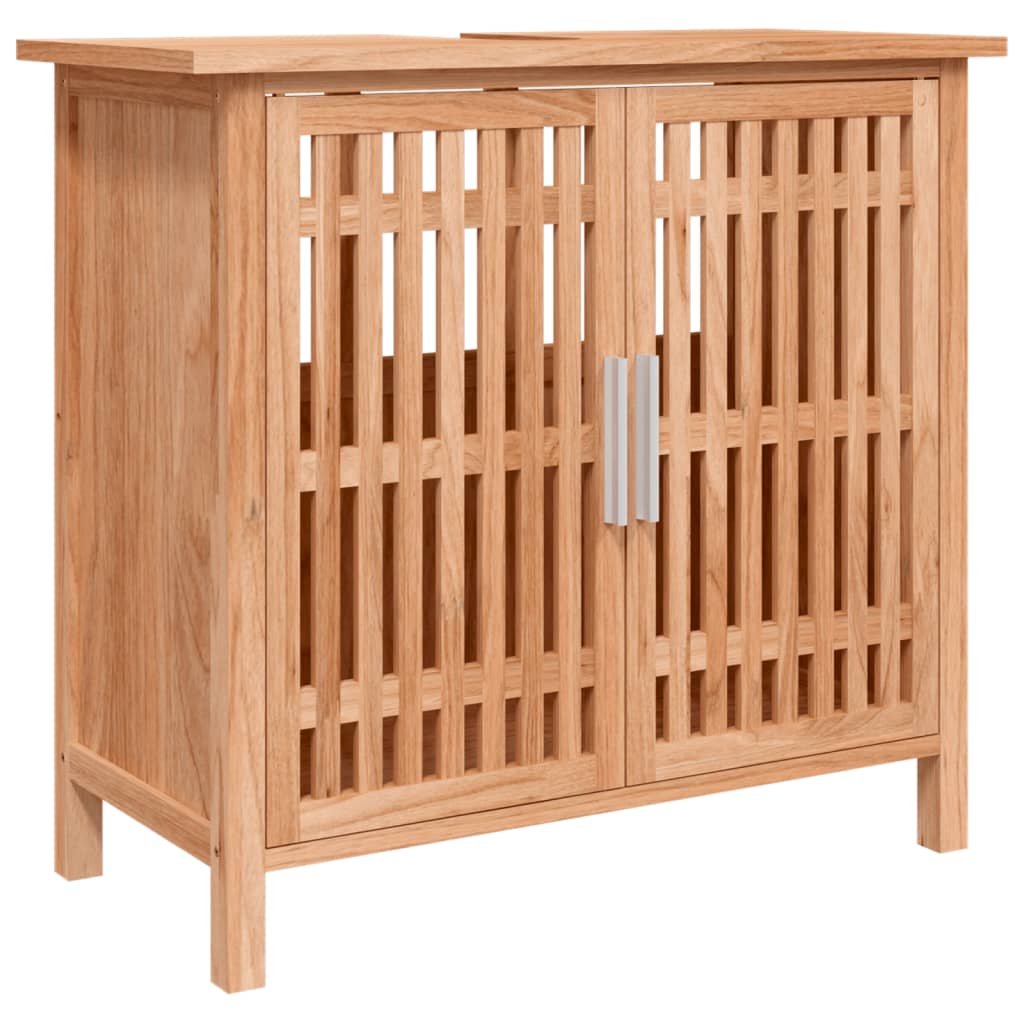 Set mobilier de baie, 3 piese, lemn masiv de nuc