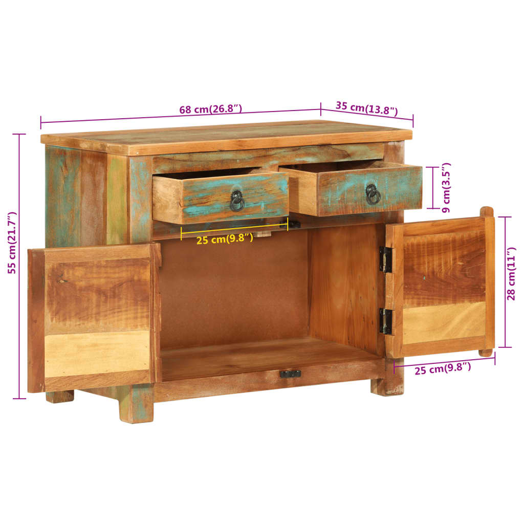 Dulap, 68x35x55 cm, lemn masiv reciclat
