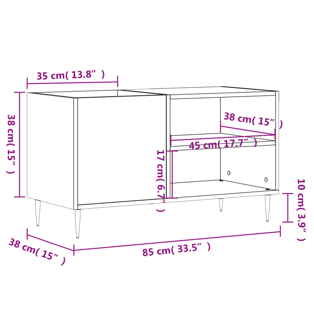 Dulap de discuri, alb, 85x38x48 cm, lemn prelucrat