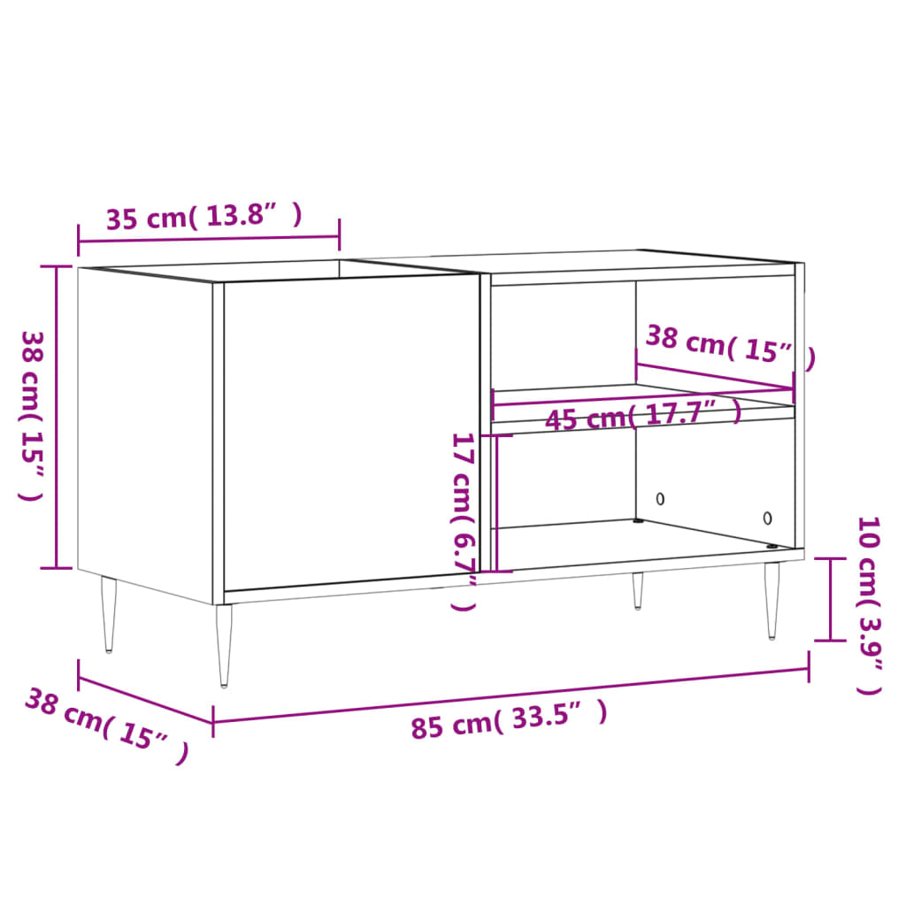 Dulap pentru discuri stejar maro, 85x38x48 cm, lemn prelucrat