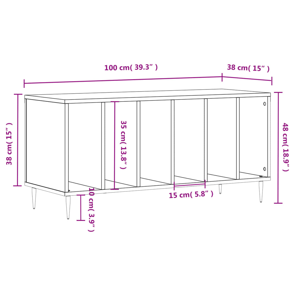 Dulap pentru discuri stejar maro, 100x38x48 cm, lemn prelucrat