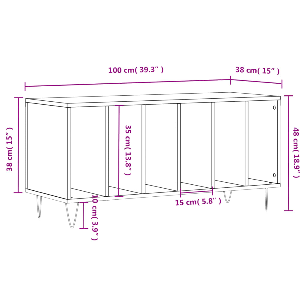 Dulap pentru discuri stejar sonoma 100x38x48 cm, lemn prelucrat