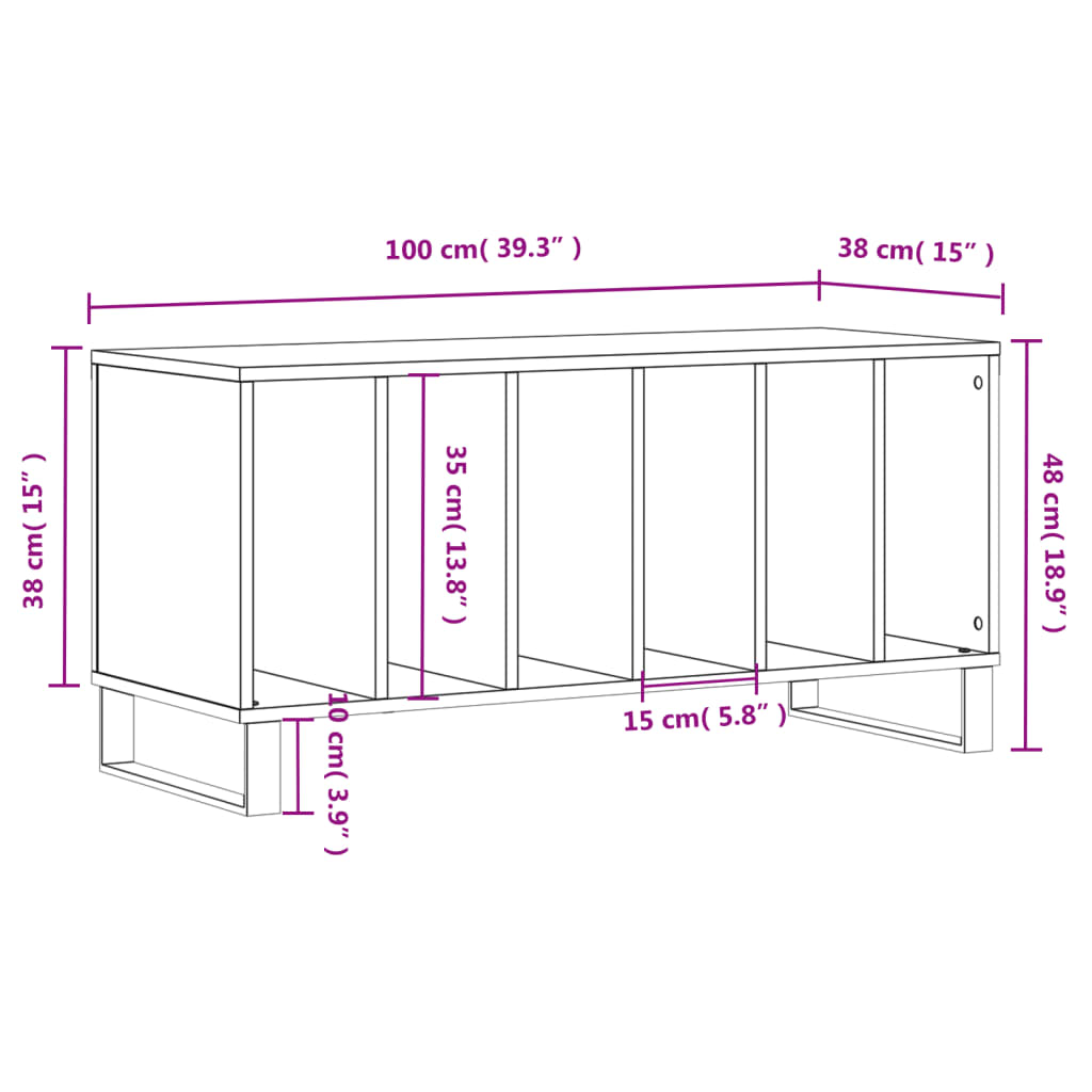 Dulap pentru discuri gri sonoma, 100x38x48 cm, lemn prelucrat