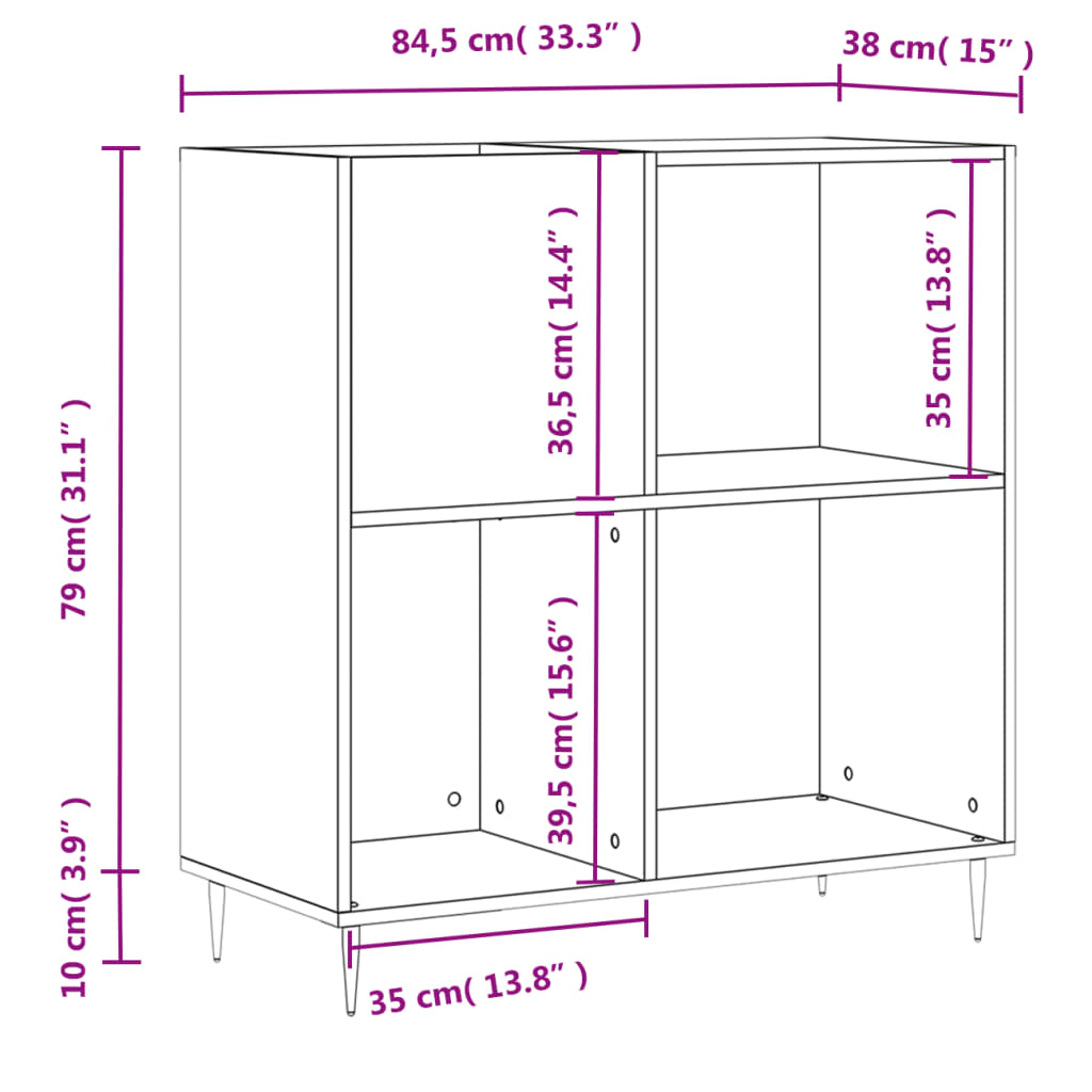 Dulap pentru discuri negru 84,5x38x89 cm lemn compozit