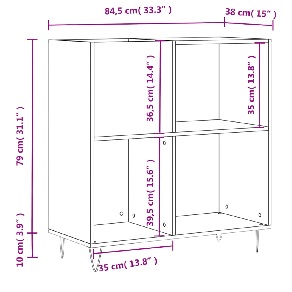 Dulap pentru discuri stejar fumuriu 84,5x38x89 cm lemn compozit